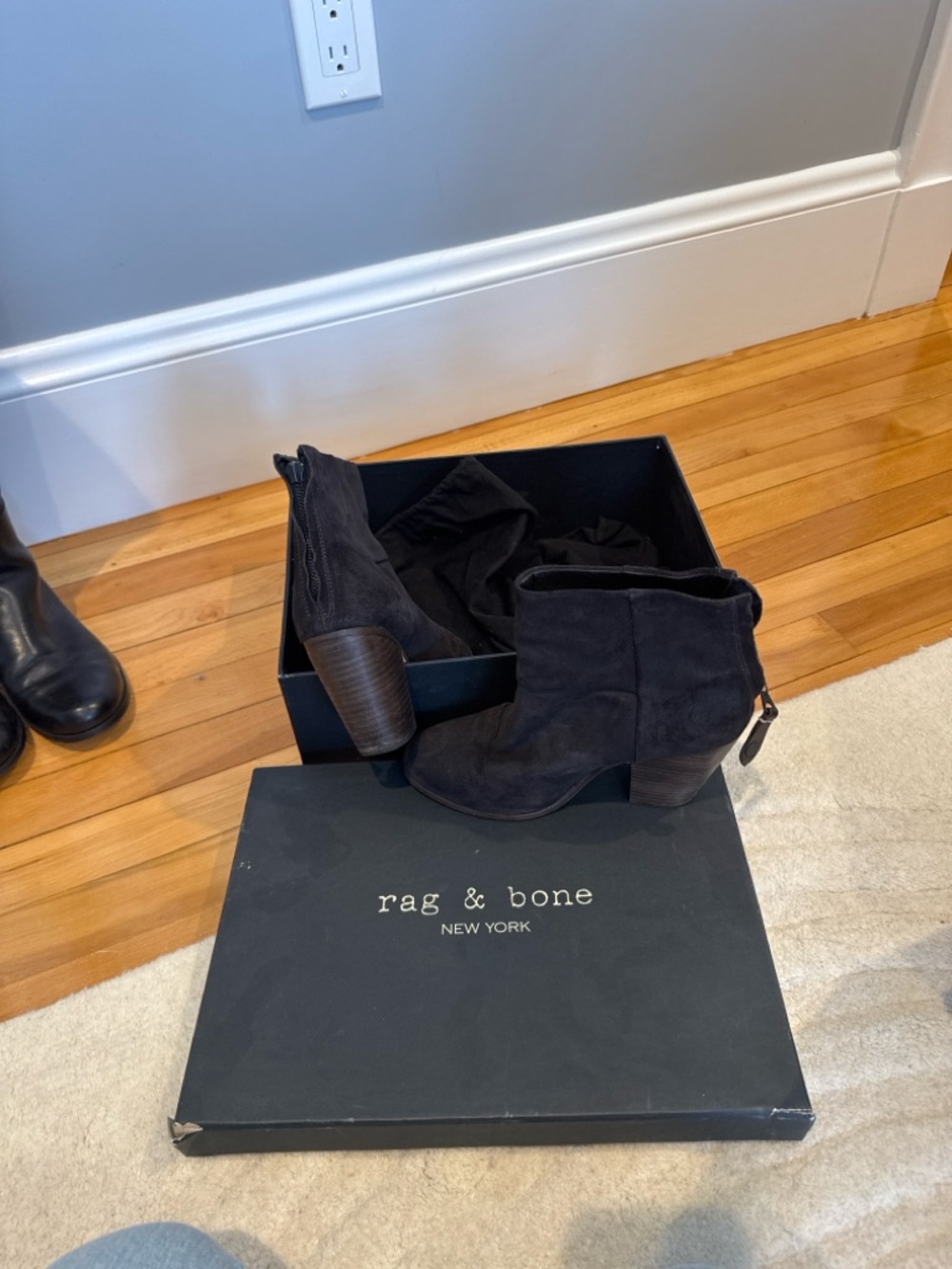 rag & bone Black Suede Ankle Booties